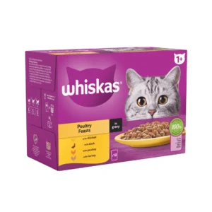 WHISKAS Poultry Feasts in Gravy 1+ Adult Wet Cat Food Pouch- 85g