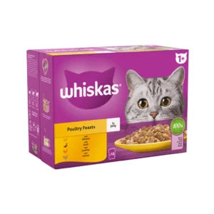 WHISKAS Poultry Feasts in Jelly 1+ Adult Wet Cat Food Pouches- 85g